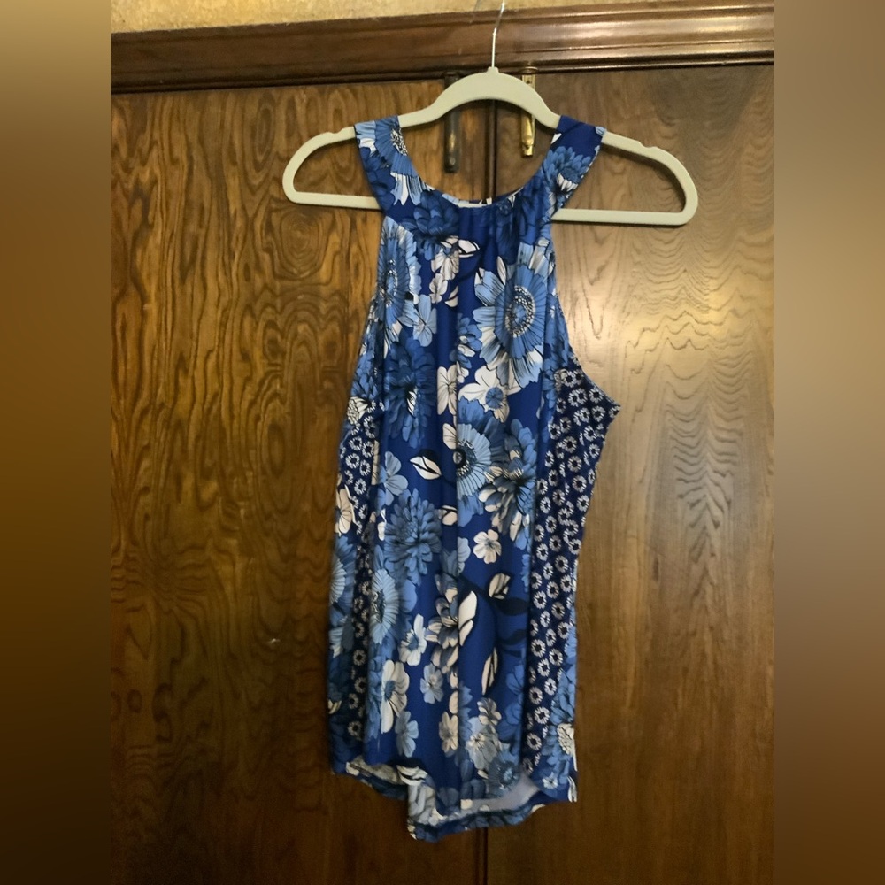 INC International Concepts Blue Floral Tank Top
